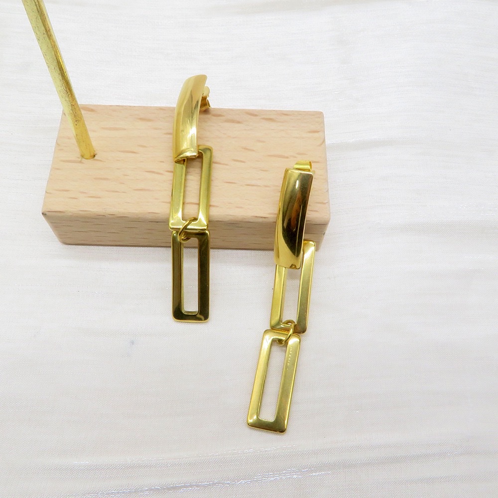 18K金不锈钢冷淡风高级感简约耳环长款金属几何耳钉复古夸张耳饰详情图3