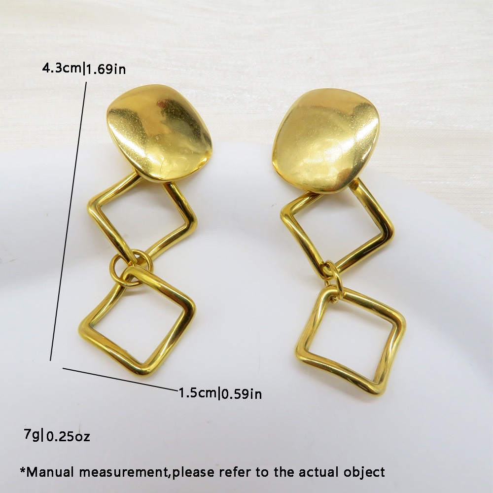 18K金不锈钢冷淡风高级感简约耳环长款金属几何耳钉复古夸张耳饰详情图5