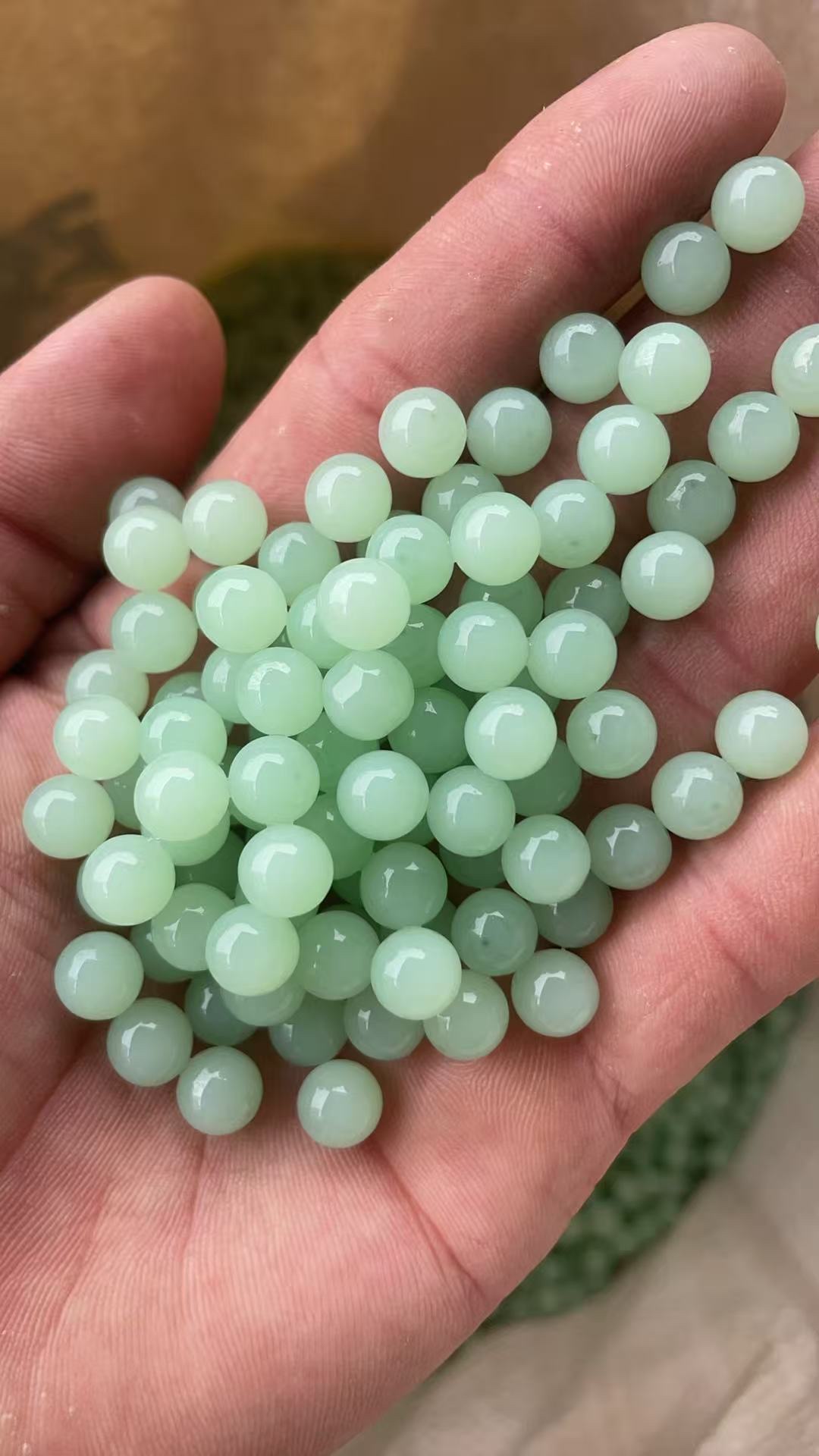 6mm/8mm光珠无孔珠 青玉玉石配件