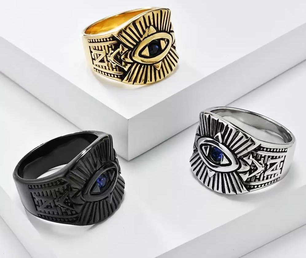 European and American personalized titanium steel men's ring, stainless steel retro animal eagle head ring, eagle men's ring detail image 3