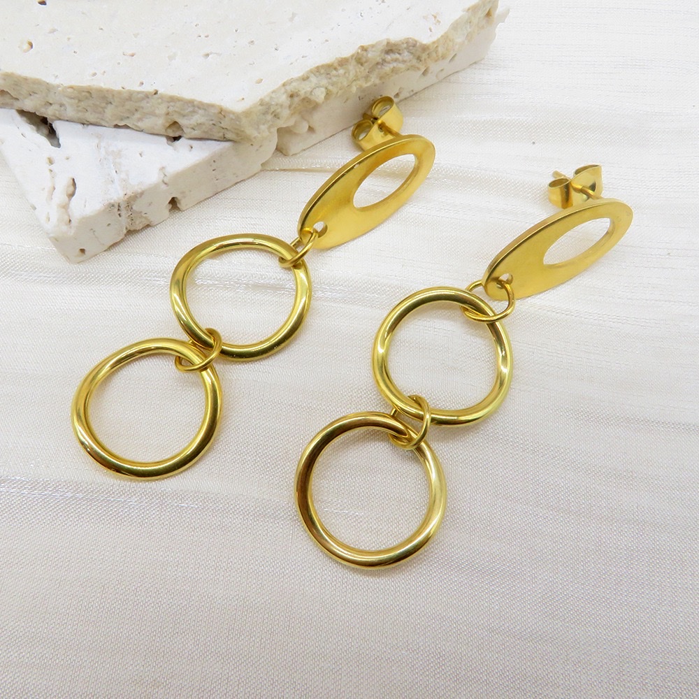 18K金不锈钢冷淡风高级感简约耳环长款金属几何耳钉复古夸张耳饰详情图2