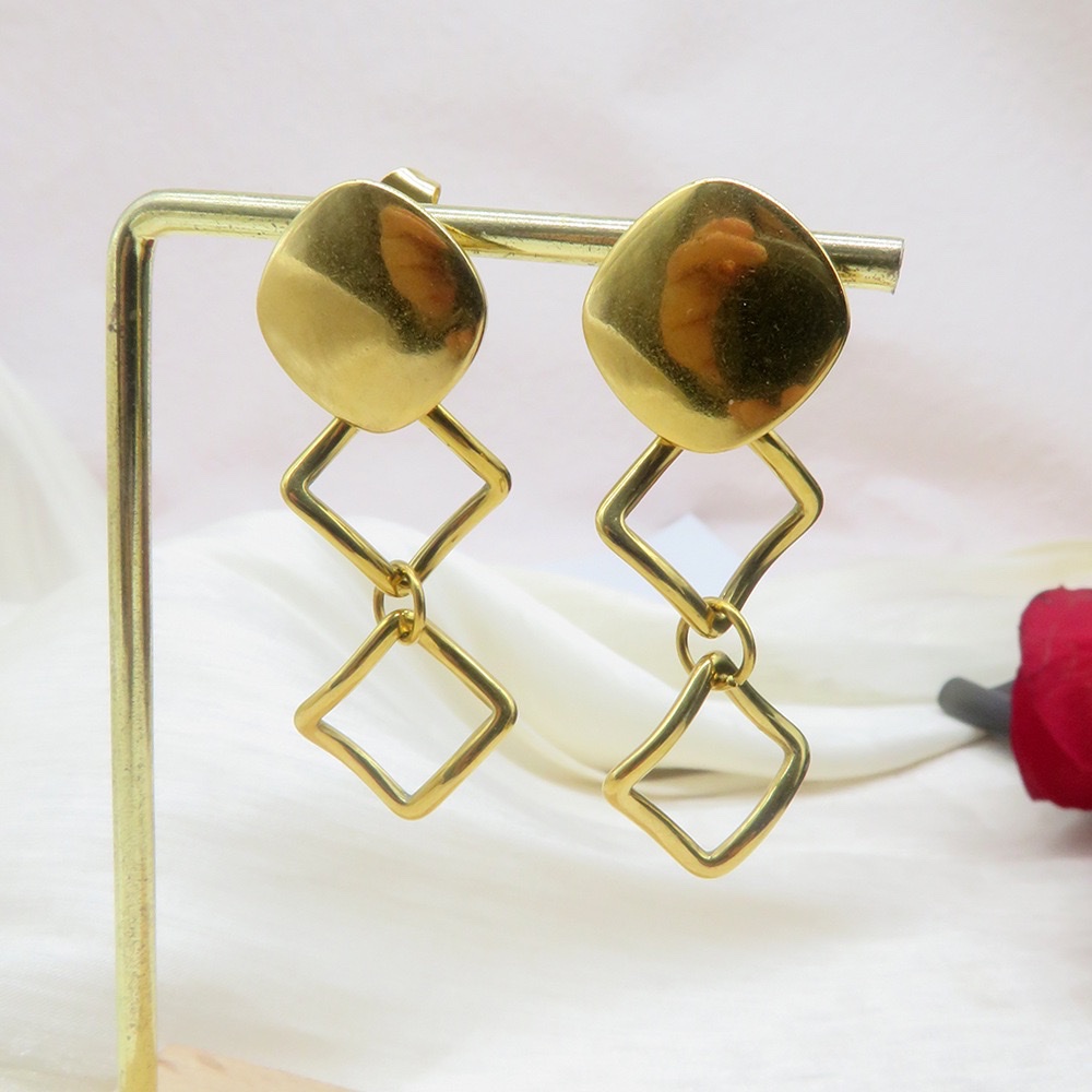 18K金不锈钢冷淡风高级感简约耳环长款金属几何耳钉复古夸张耳饰详情图10