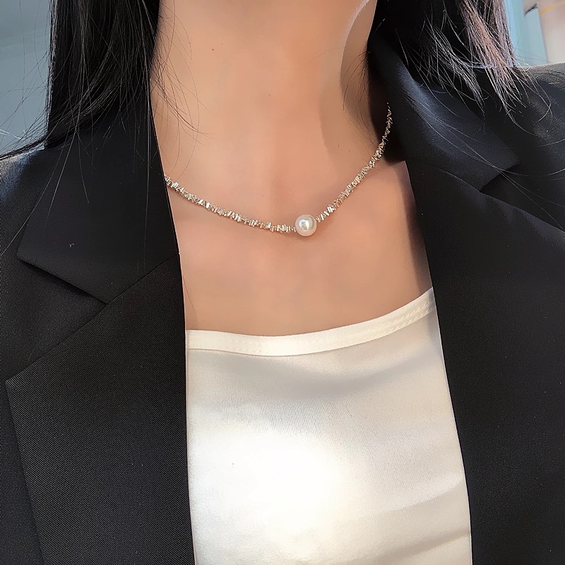 陷入浪漫星光~珍珠项链女2025新款贝珠轻奢高级设计感小众锁骨链详情图2