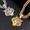 A large pendant with a full diamond tiger head in the style of European and American hip-hop, a cross-border Cuban chain accessory pendant details Picture