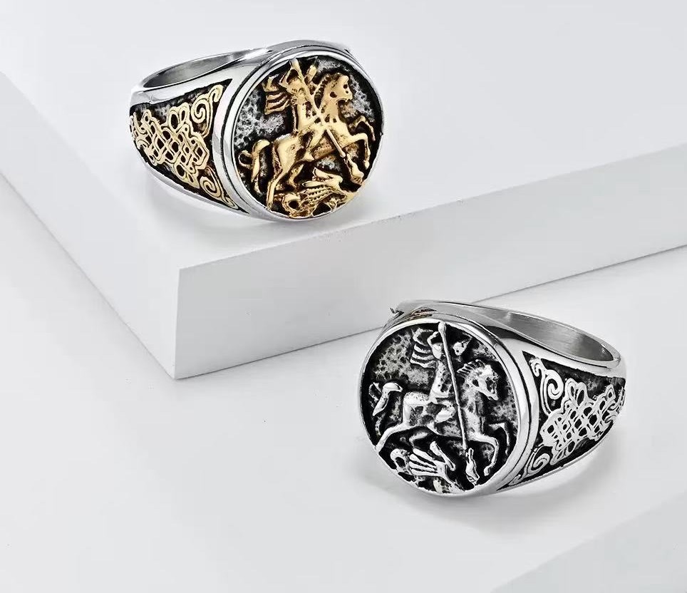 European and American personalized titanium steel men's ring, stainless steel retro animal eagle head ring, eagle men's ring detail image 2