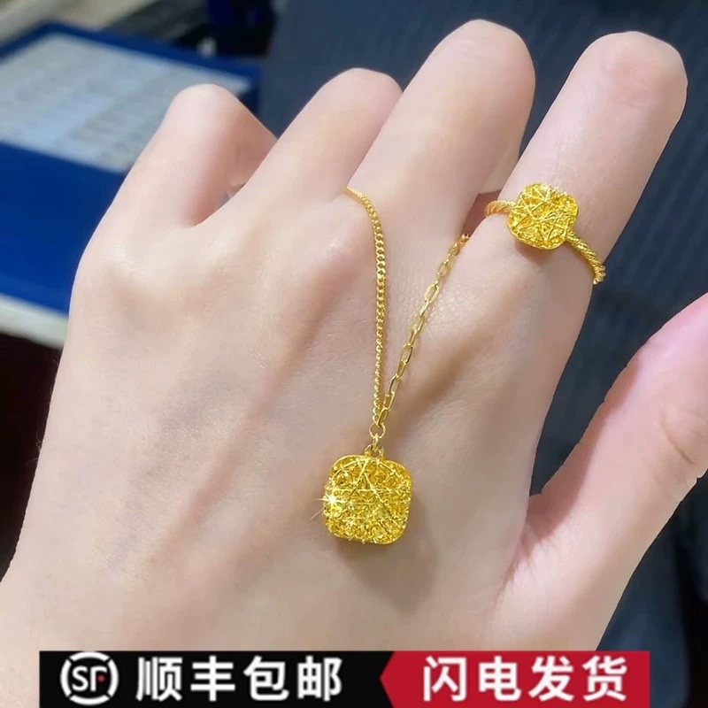 爆闪小方糖项链女甜美拉丝吊坠送女友情人节礼物