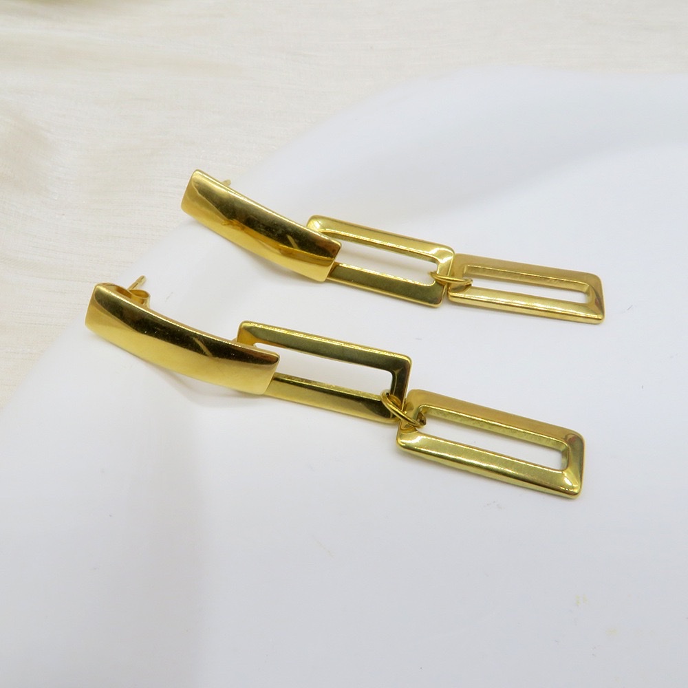 18K金不锈钢冷淡风高级感简约耳环长款金属几何耳钉复古夸张耳饰详情图18