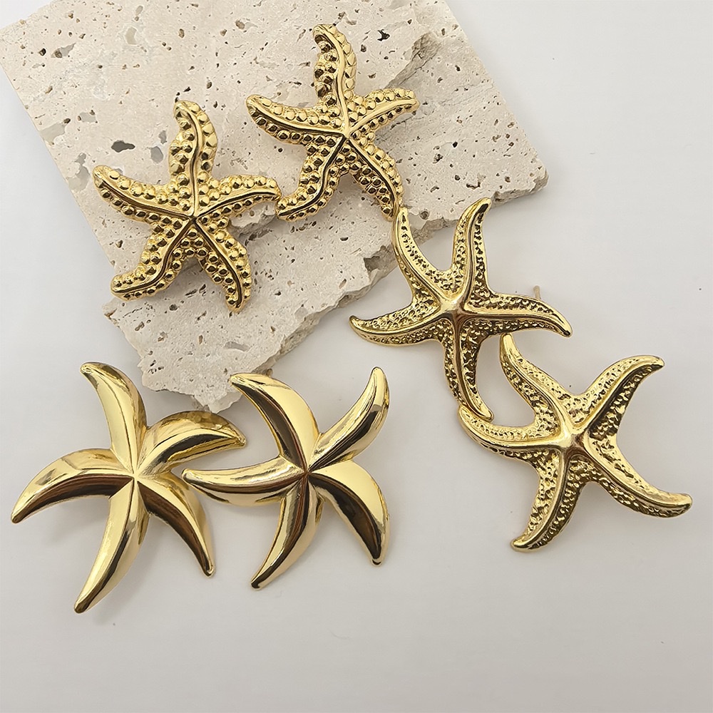 新款欧美简约不锈钢海星耳钉耳饰配件气质海洋风时尚女士耳环