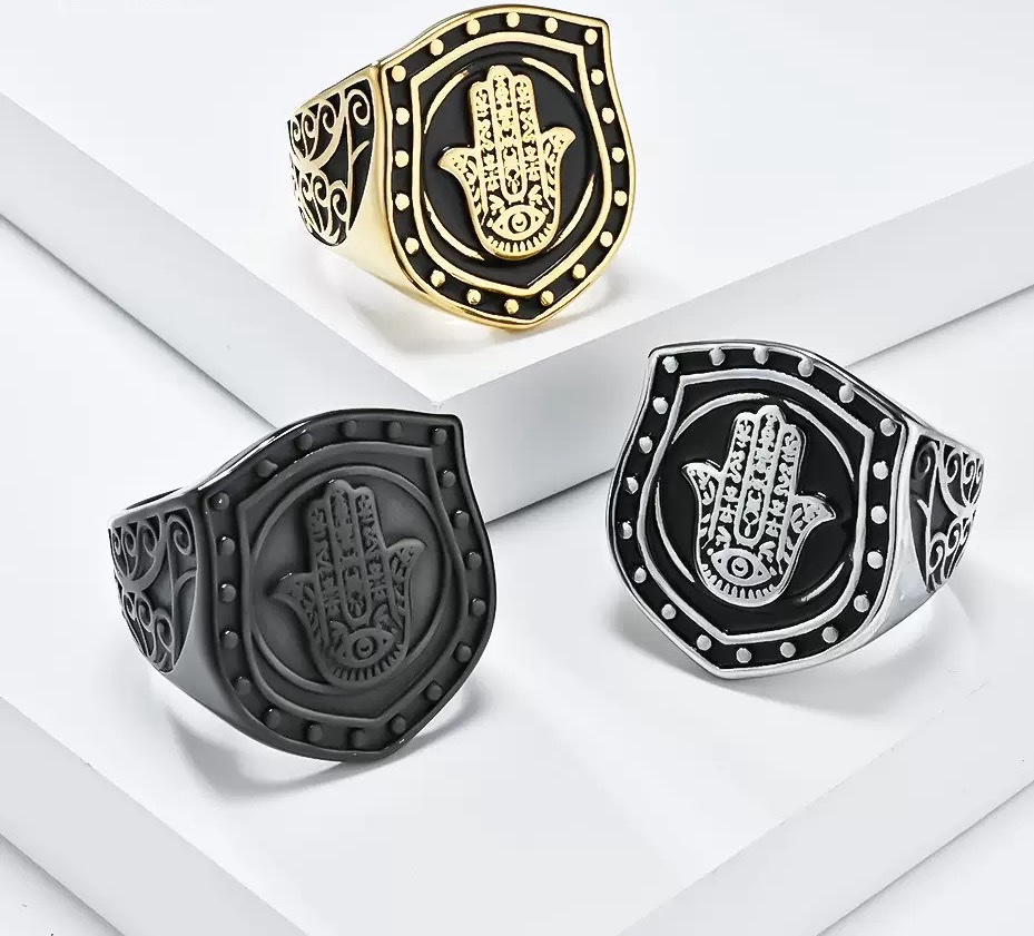 European and American personalized titanium steel men's ring, stainless steel retro animal eagle head ring, eagle men's ring detail image 5