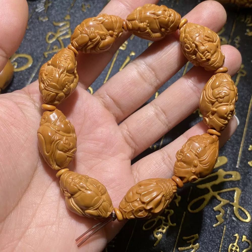 天然橄榄核手串十八罗汉精雕双面罗汉橄榄核雕刻文玩男女手串手链详情图8