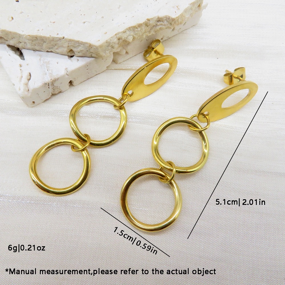 18K金不锈钢冷淡风高级感简约耳环长款金属几何耳钉复古夸张耳饰详情图6