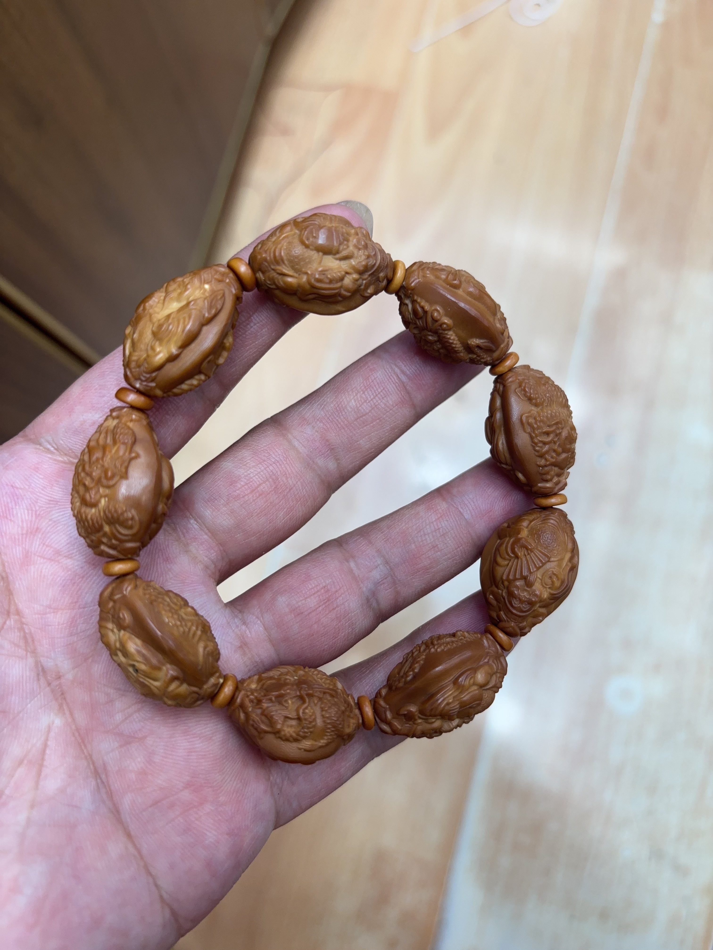 天然橄榄核手串十八罗汉精雕双面罗汉橄榄核雕刻文玩男女手串手链细节图