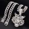 A large pendant with a full diamond tiger head in the style of European and American hip-hop, a cross-border Cuban chain accessory pendant Specification image