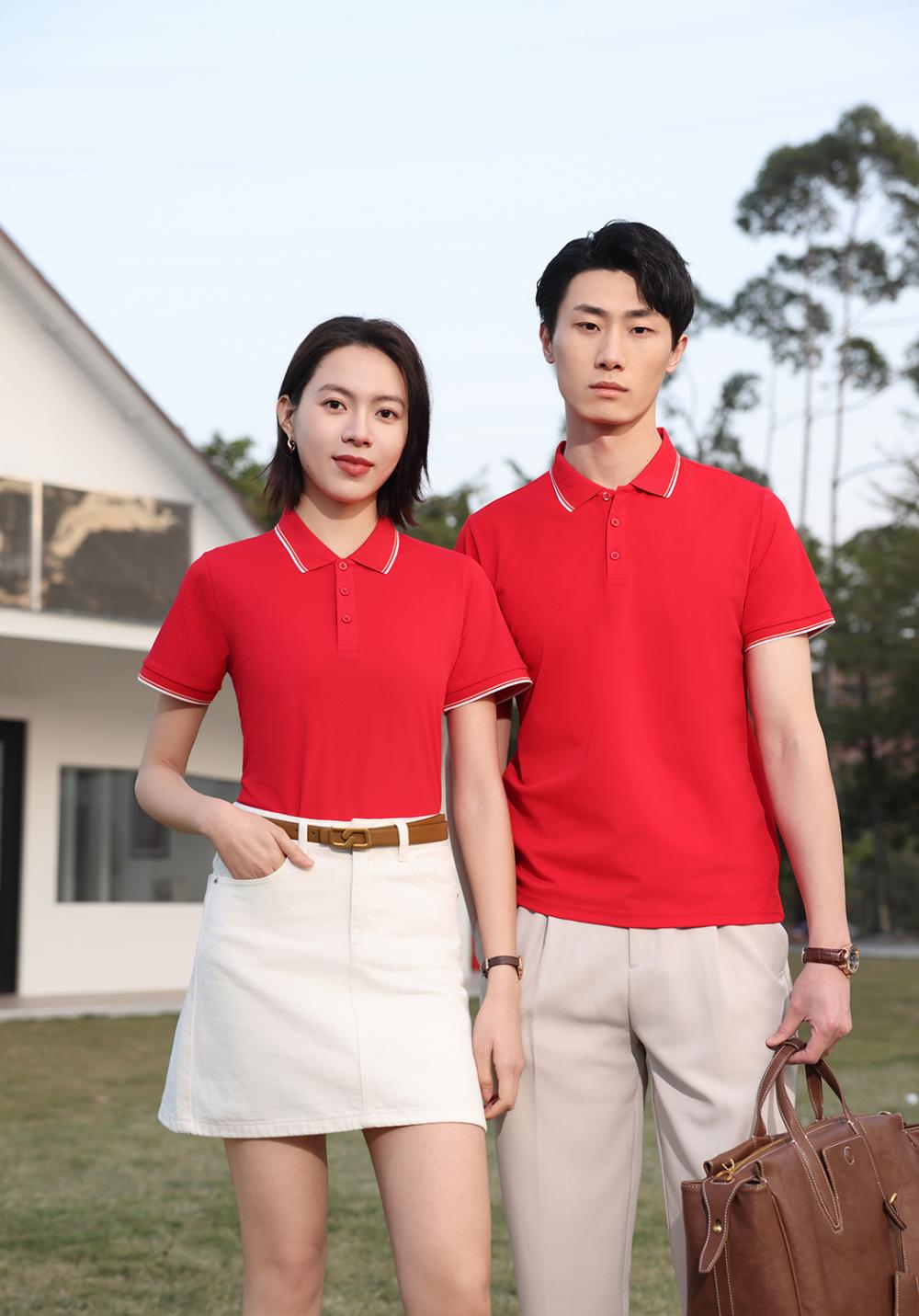 Cross-border Bronze Series Double-sided lapel polo, new short-sleeved lapel polo for both men and women, fashionable and casual polo for both men and women, simple and comfortable short-sleeved trendy polo details Picture