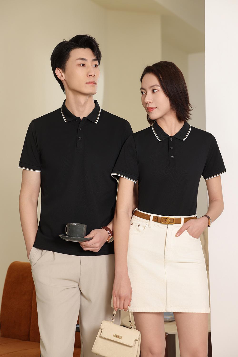 Cross-border Bronze Series Double-sided lapel polo, new short-sleeved lapel polo for both men and women, fashionable and casual polo for both men and women, simple and comfortable short-sleeved trendy polo