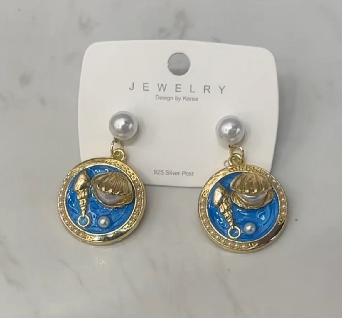 海洋风系列珍珠耳环高级感饰品 独特设计耳饰 女士优雅配饰 提升气质必备品