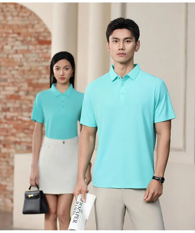 The Cross-border Hero Series Cloud Cotton fashion boneless patchwork shoulder lapel shirt 7A antibacterial functional, suitable for both sports and work. New short-sleeved lapel polo shirt for both men and women, fashionable and casual lapel detail image 17