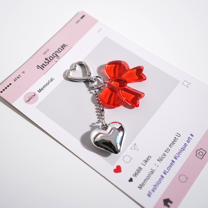 ins安哥拉红色系蝴蝶结银爱心包挂钥匙扣亚克力钥匙扣钥匙扣详情图5
