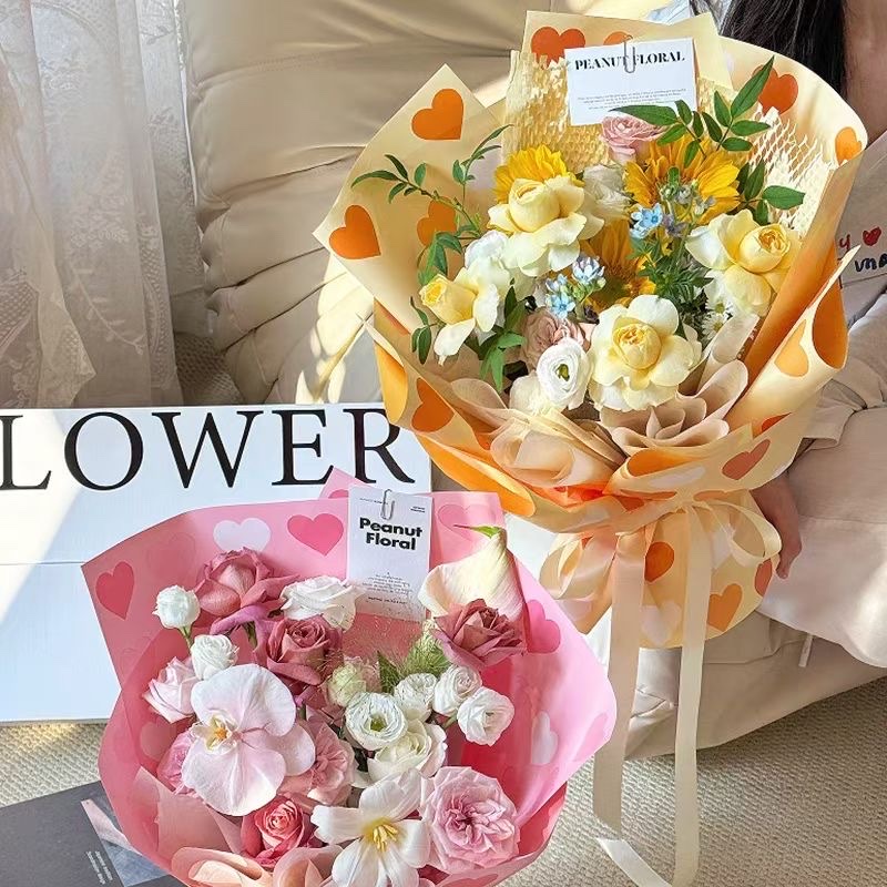 Pengfa Packaging Factory Store Neon Heart waterproof wrapping paper for flower bouquets, DIY materials for wrapping flowers, self-packaging of fresh flowers, handcrafted materials for floral art detail image 5