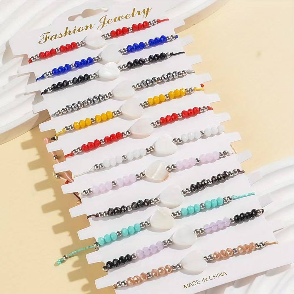 跨境货源手工编织贝壳水晶手链批发