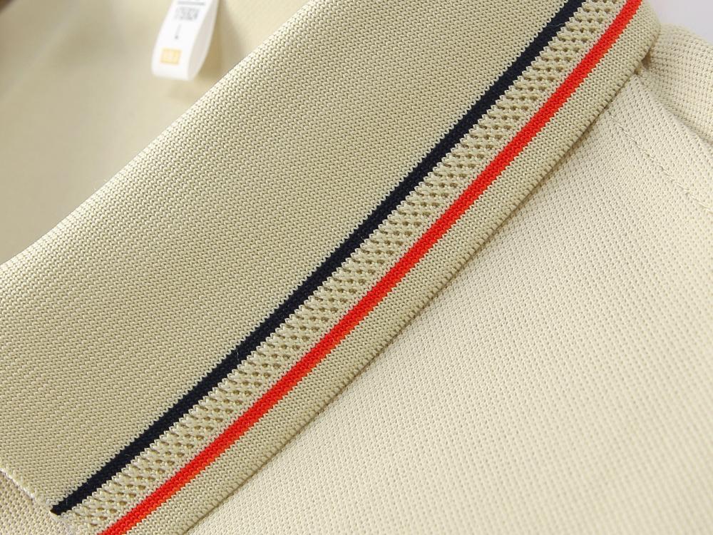 Cross-border Shengjin Series double-stripe business lapel new short-sleeved lapel polo for both men and women, fashionable and casual polo for both men and women, simple and comfortable short-sleeved trendy polo detail image 10