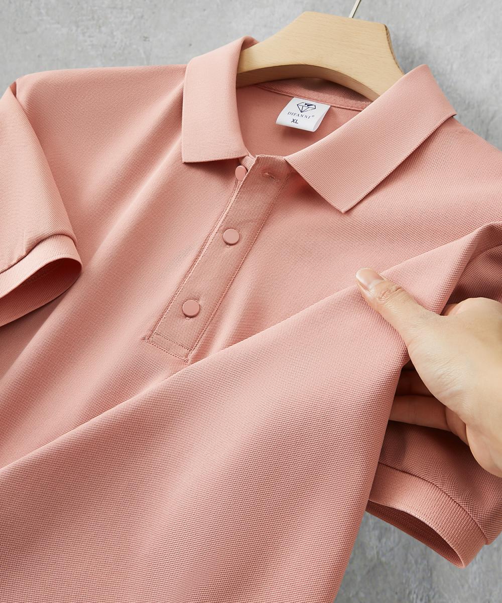 Cross-border Diamond Series, domestic DuPont Soronady skin cotton lapel, new short-sleeved lapel polo for both men and women, fashionable and casual, simple and comfortable short-sleeved trendy lapel detail image 6