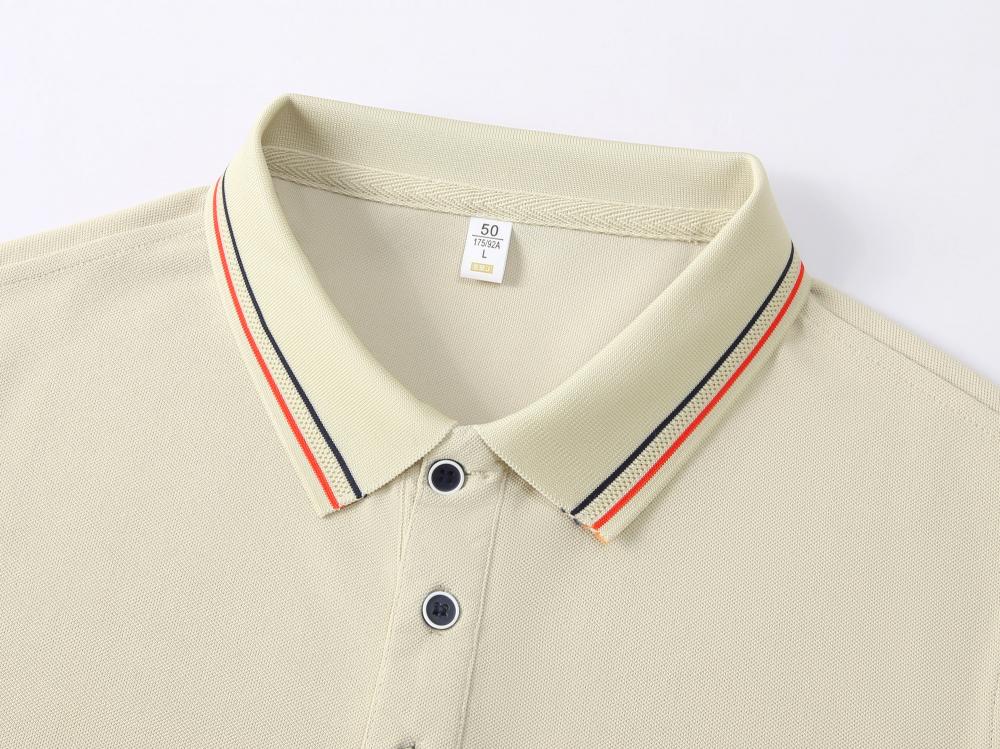 Cross-border Shengjin Series double-stripe business lapel new short-sleeved lapel polo for both men and women, fashionable and casual polo for both men and women, simple and comfortable short-sleeved trendy polo Item Picture