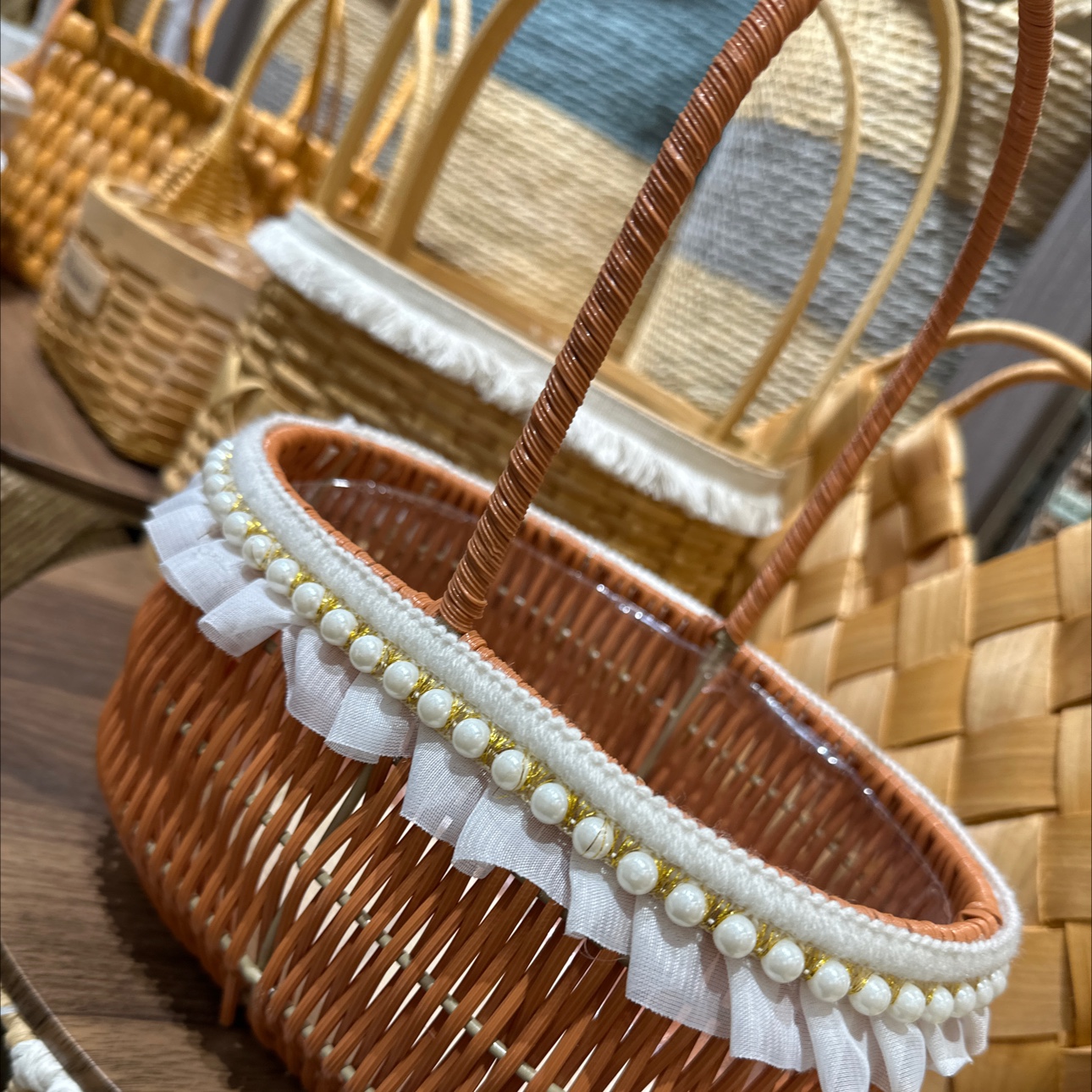 柳编竹篮子装饰品 仿真花盆栽 美观耐看假花装饰 室内外装饰植物 逼真仿真花艺品