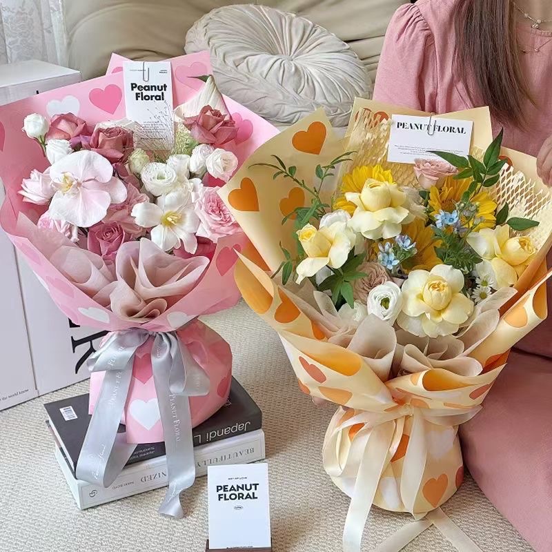 Pengfa Packaging Factory Store Neon Heart waterproof wrapping paper for flower bouquets, DIY materials for wrapping flowers, self-packaging of fresh flowers, handcrafted materials for floral art details Picture