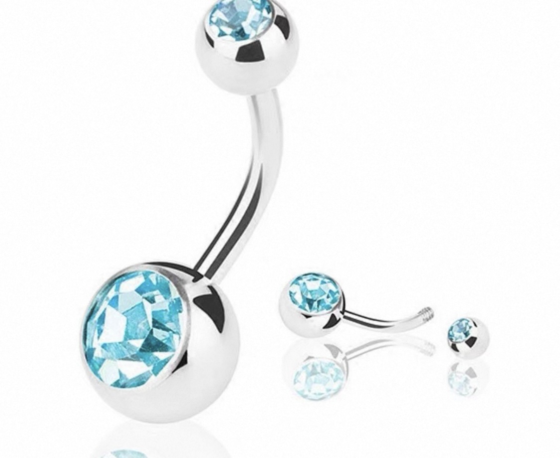 肚脐钉不过敏闪钻新款钛钢肚脐打孔饰品欧美穿刺佩戴时尚爆款肚脐环产品图