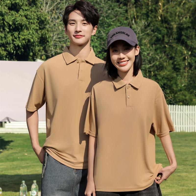 Cross-border Diamond Series off-the-shoulder solid color stand-up collar new short-sleeved collar polo for both men and women, fashionable and casual polo for both men and women, simple and comfortable short-sleeved trendy polo Item Picture
