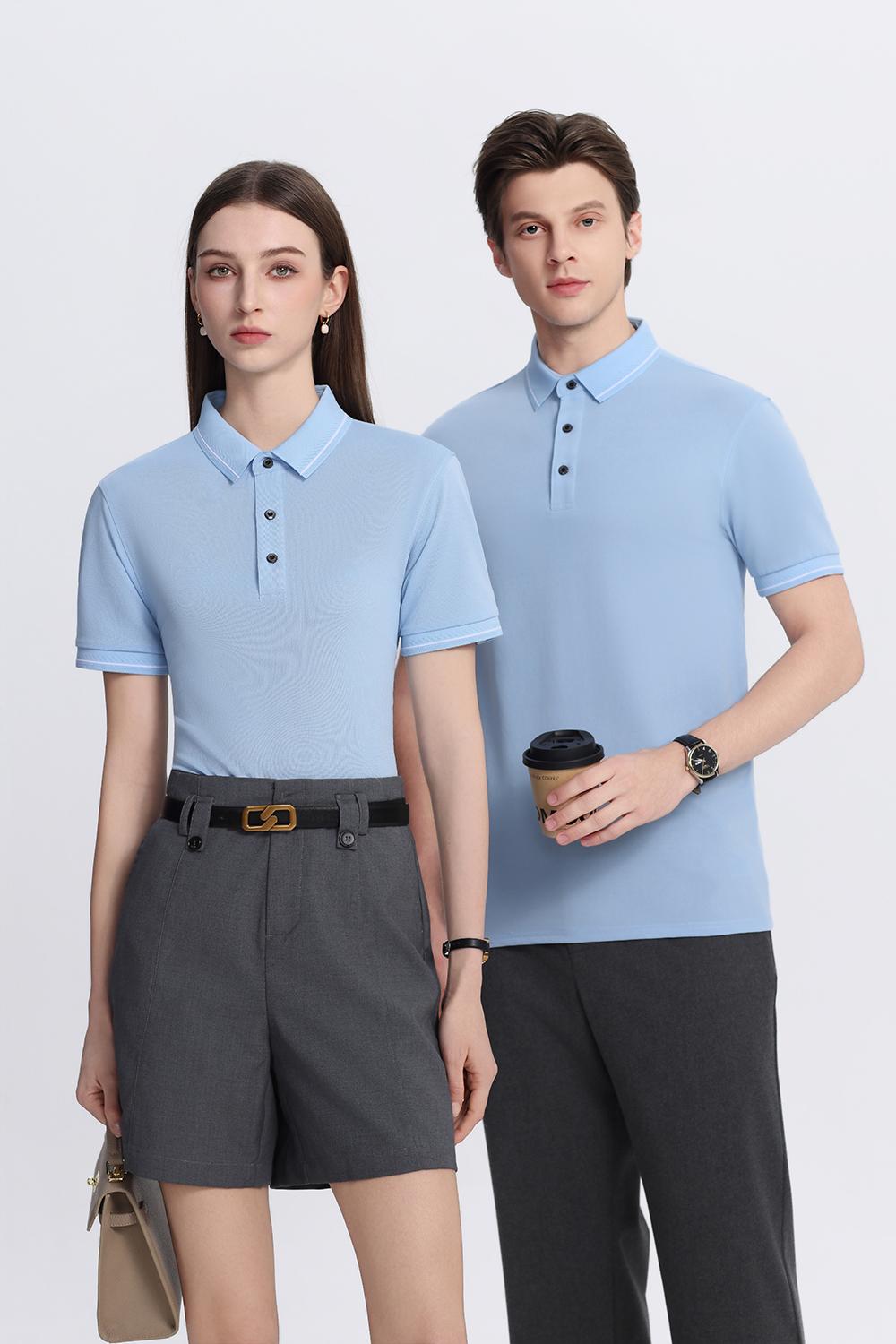 跨境天达系列迪肤棉纯色翻领新款短袖翻领polo 男女同款潮流衣服 时尚休闲男女同款polo简约舒适短袖潮流polo细节图