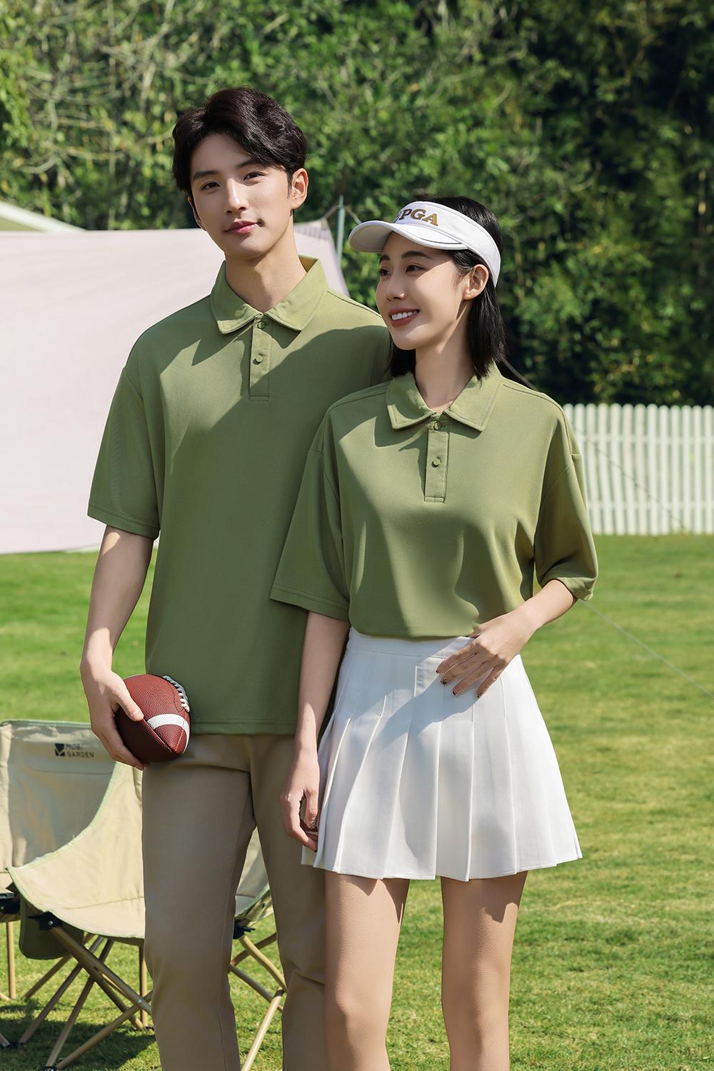 Cross-border Diamond Series off-the-shoulder solid color stand-up collar new short-sleeved collar polo for both men and women, fashionable and casual polo for both men and women, simple and comfortable short-sleeved trendy polo detail image 1