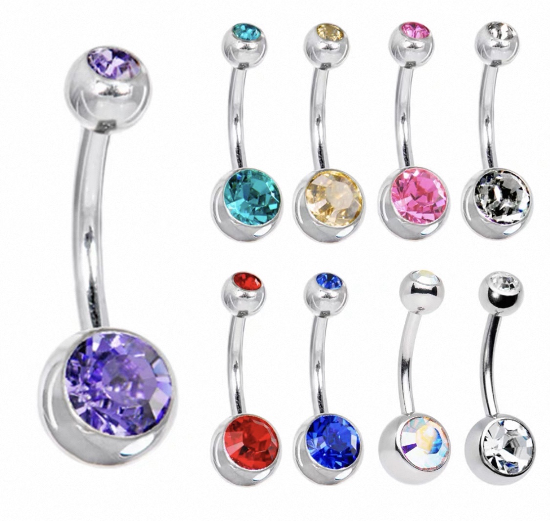 肚脐钉不过敏闪钻新款钛钢肚脐打孔饰品欧美穿刺佩戴时尚爆款肚脐环