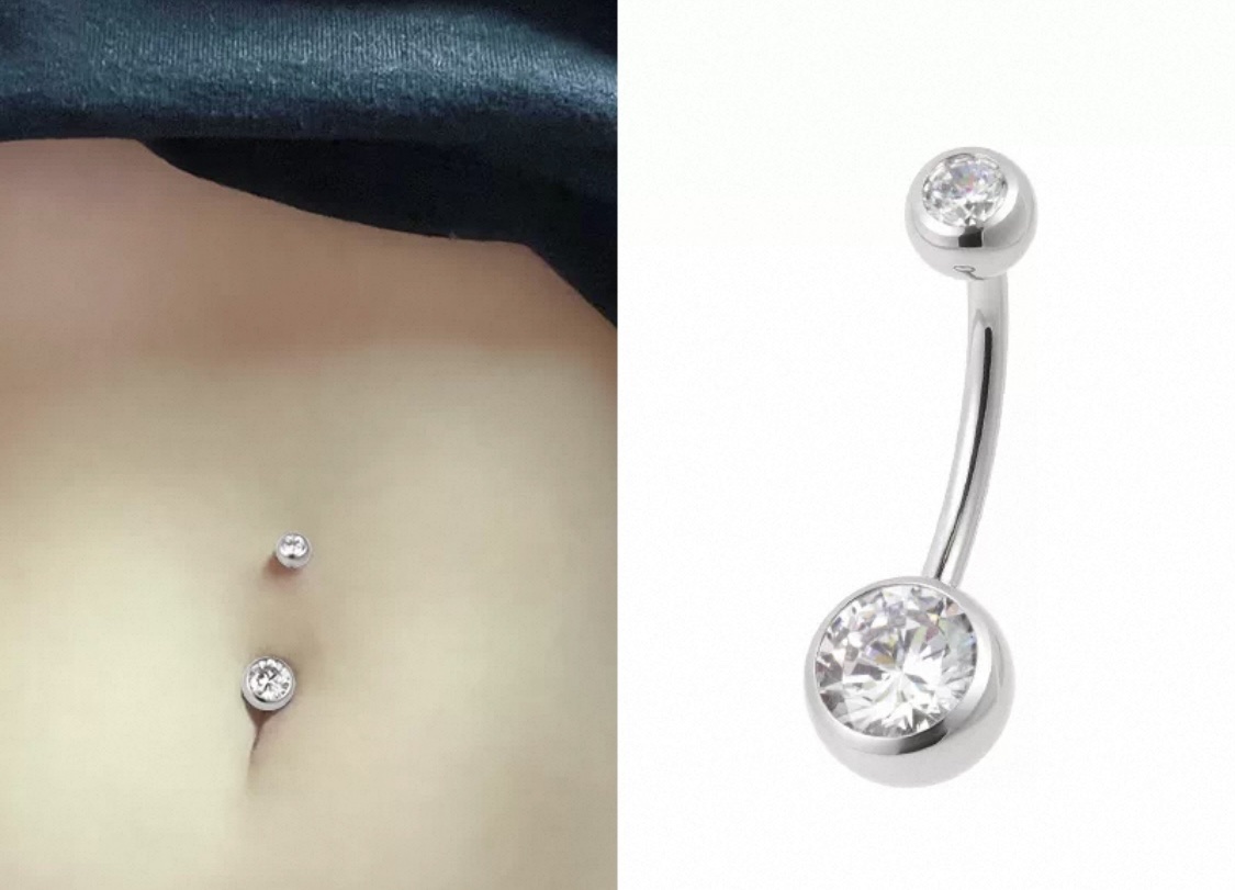 肚脐钉不过敏闪钻新款钛钢肚脐打孔饰品欧美穿刺佩戴时尚爆款肚脐环详情图3