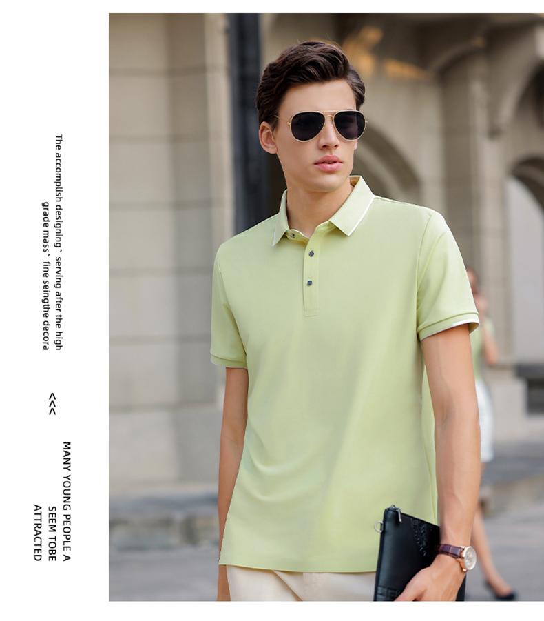 Cross-border high-end luxury Feile brocade ammonia solid color lapel new short-sleeved lapel polo for both men and women, fashionable and casual polo for both men and women, simple and comfortable short-sleeved trendy polo Specification image