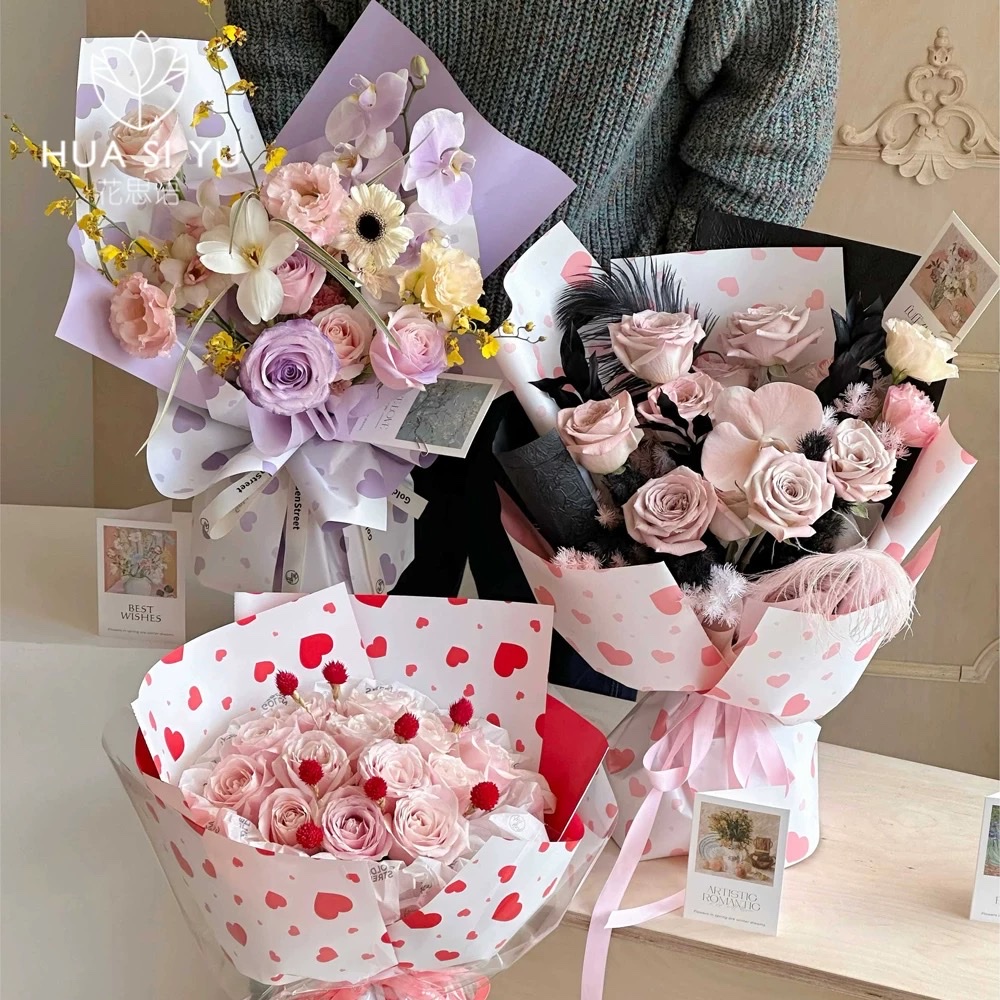Pengfa Packaging Factory Store's Heartfelt Yuyin Love Flower Wrapping Paper, bouquets, Floral art, waterproof thickened wrapping paper, Flower shop materials detail image 4