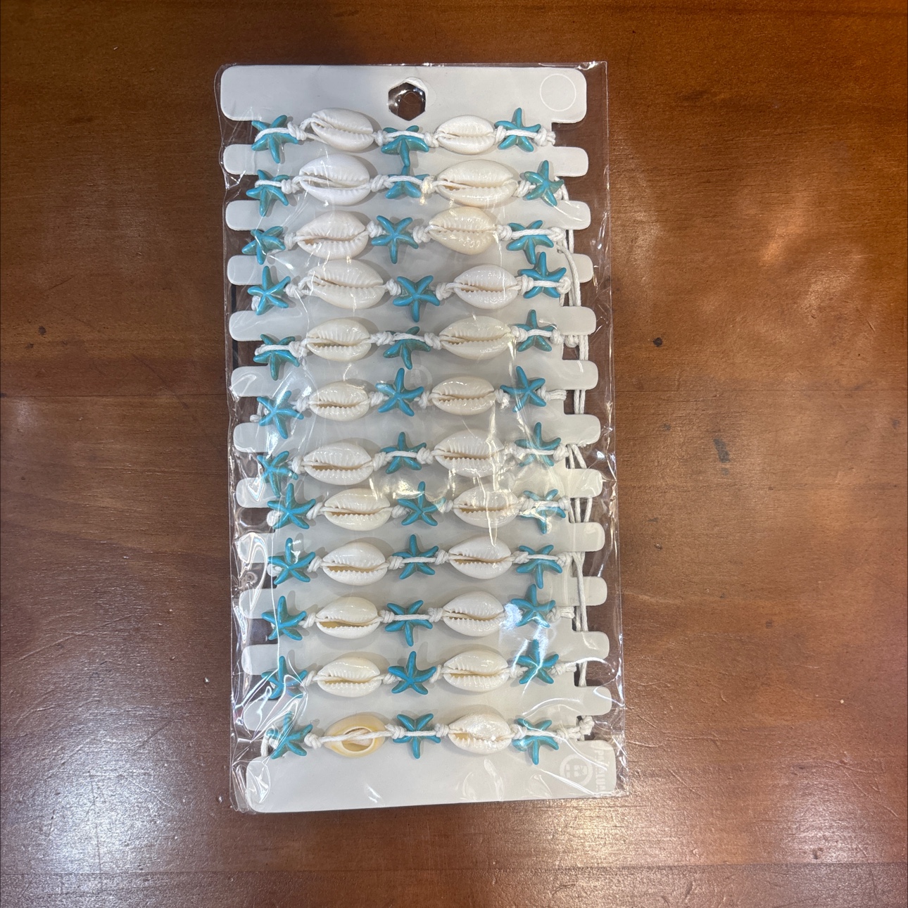 四颗天然贝壳三颗蓝海星编织手链简约海边风