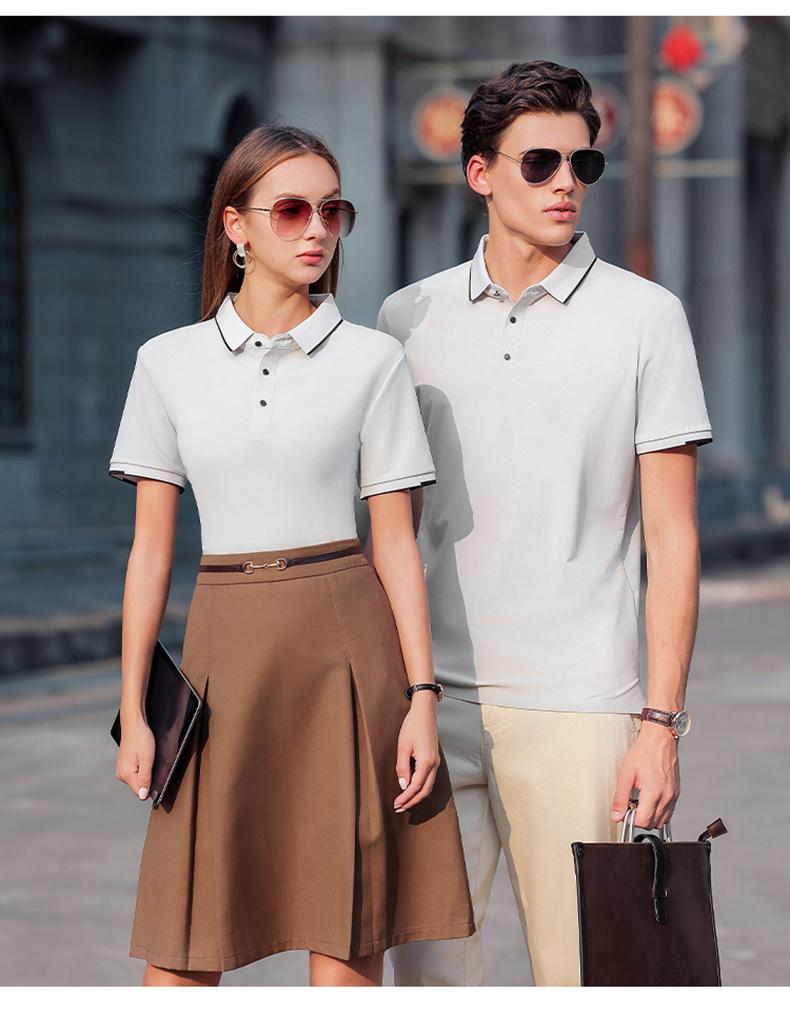 Cross-border high-end luxury Feile brocade ammonia solid color lapel new short-sleeved lapel polo for both men and women, fashionable and casual polo for both men and women, simple and comfortable short-sleeved trendy polo