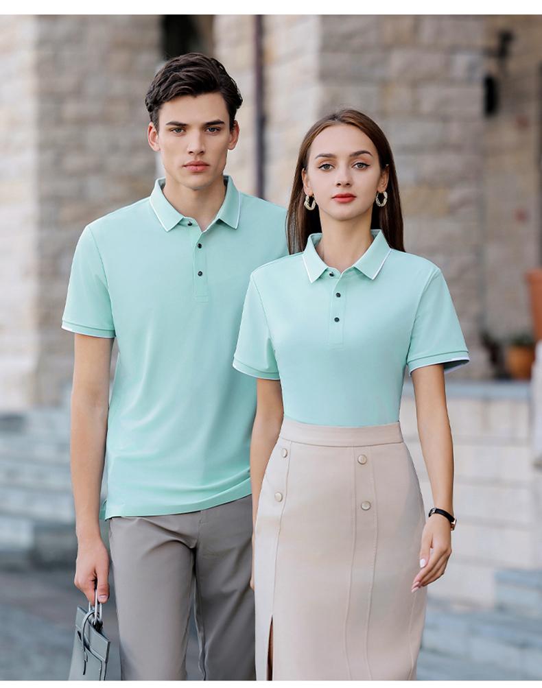 Cross-border high-end luxury Feile brocade ammonia solid color lapel new short-sleeved lapel polo for both men and women, fashionable and casual polo for both men and women, simple and comfortable short-sleeved trendy polo Item Picture