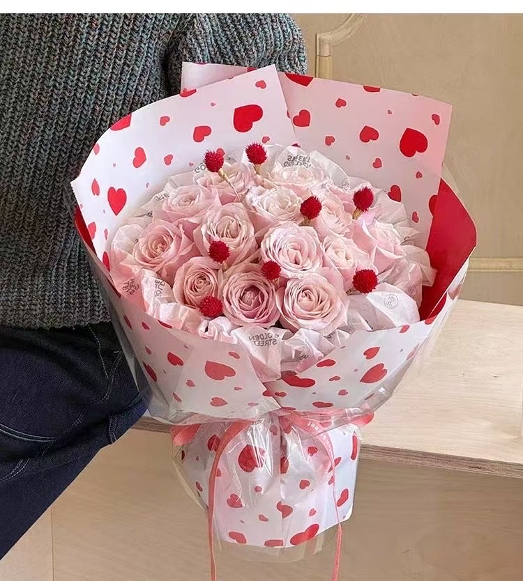 Pengfa Packaging Factory Store's Heartfelt Yuyin Love Flower Wrapping Paper, bouquets, Floral art, waterproof thickened wrapping paper, Flower shop materials detail image 2