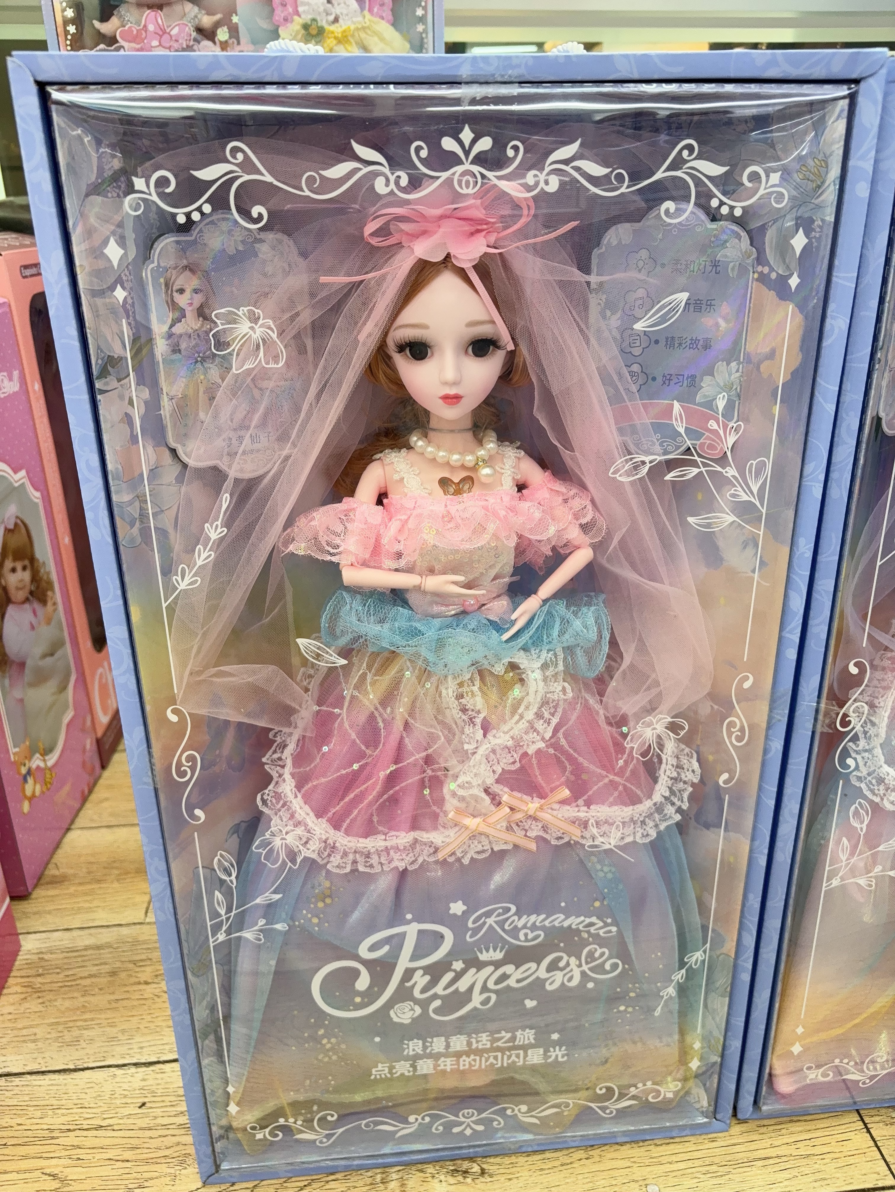 60厘米婚纱公主，仿真睫毛，带音乐，唱歌讲故事功能。产品图