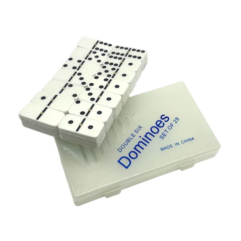 Puzzle Game 5412 Transparent Box Set of Dominoes Ivory Set 28 Double Six Domino Double Six Large Size Item Picture