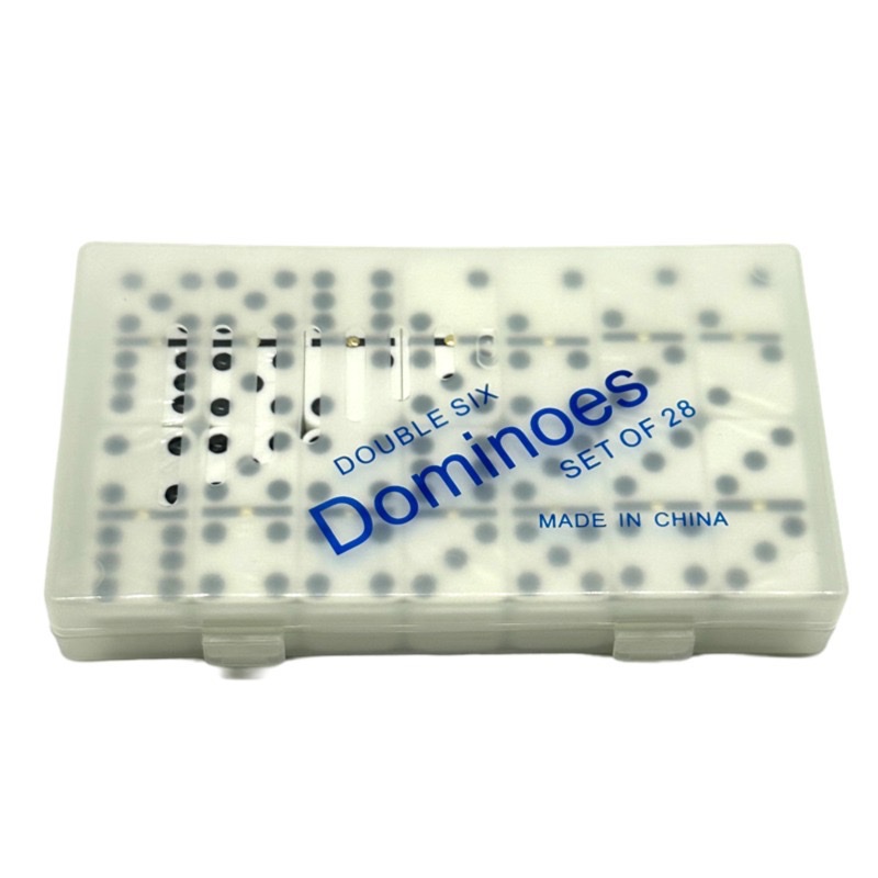 Puzzle Game 5412 Transparent Box Set of Dominoes Ivory Set 28 Double Six Domino Double Six Large Size Application Scenario