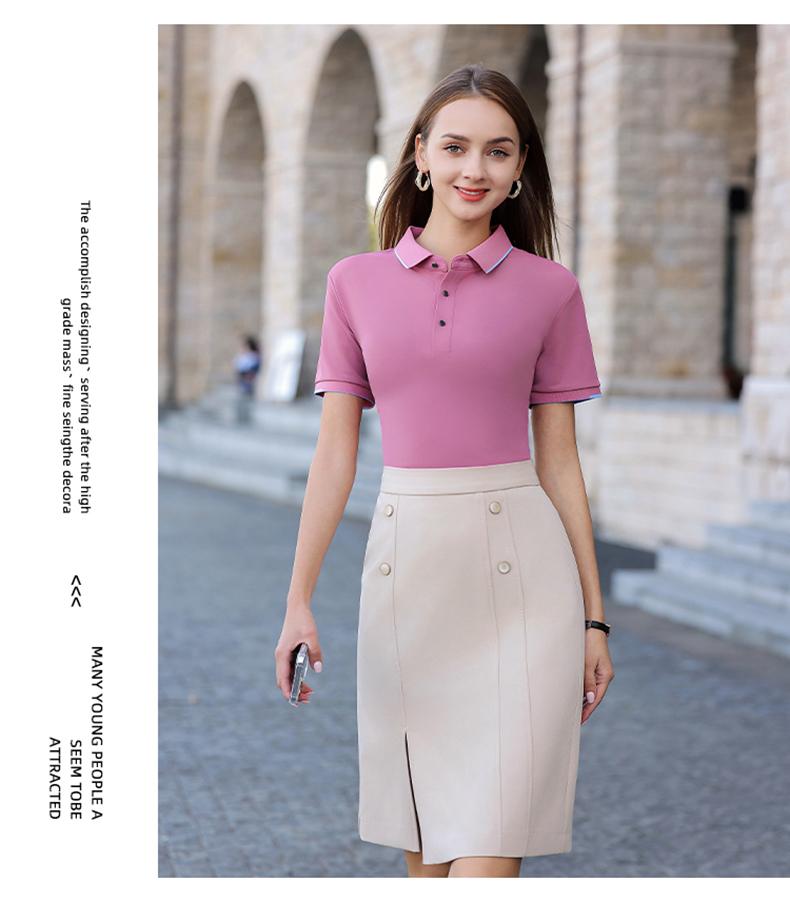 Cross-border high-end luxury Feile brocade ammonia solid color lapel new short-sleeved lapel polo for both men and women, fashionable and casual polo for both men and women, simple and comfortable short-sleeved trendy polo detail image 16