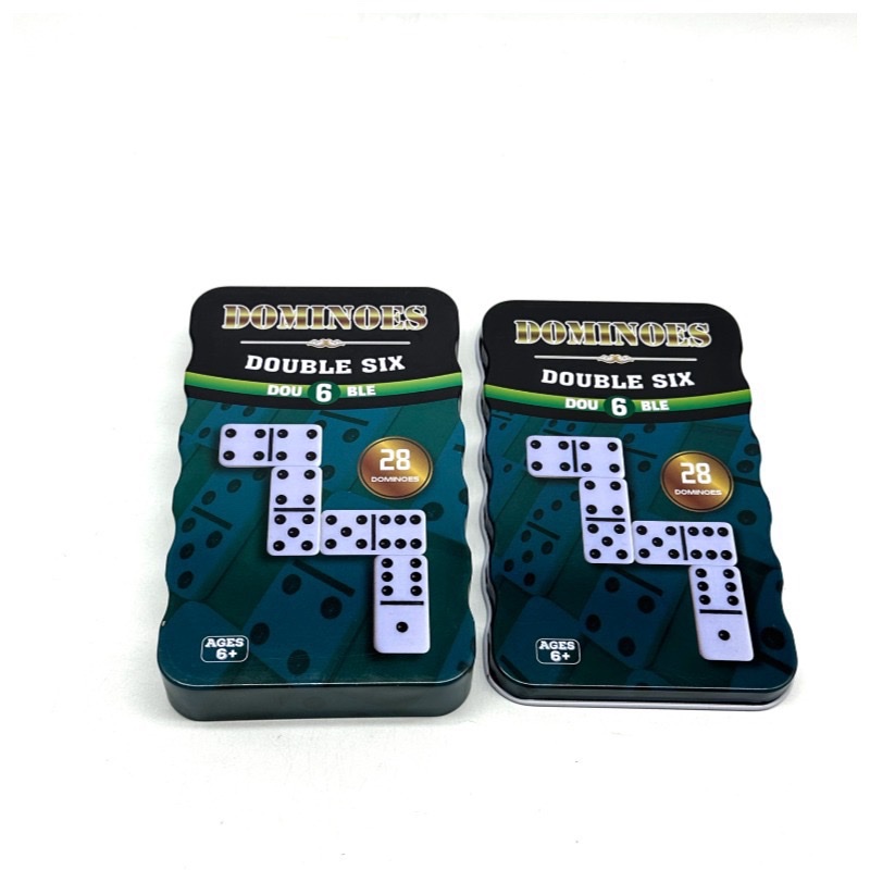 4010 Green Tin Box Green Tin Box Domino Set of 28 double 6 Black Dot Dominoes Application Scenario