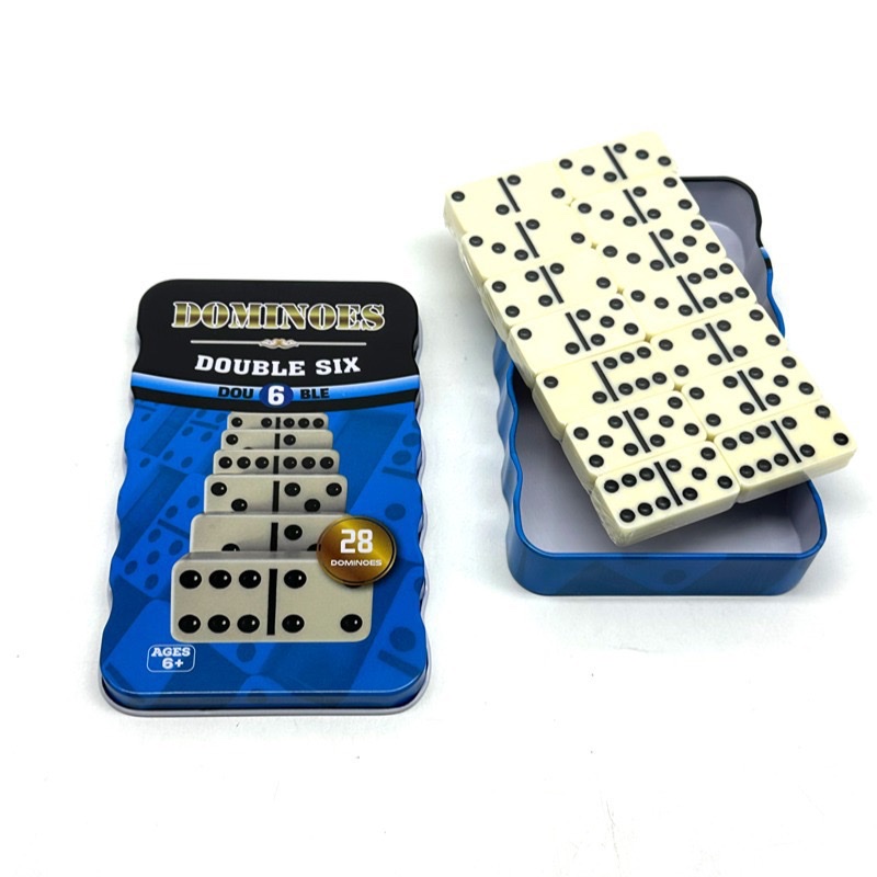 4006 Blue Iron Box Blue iron box Domino Set of 28 double 6 Ivory Dominoes Application Scenario