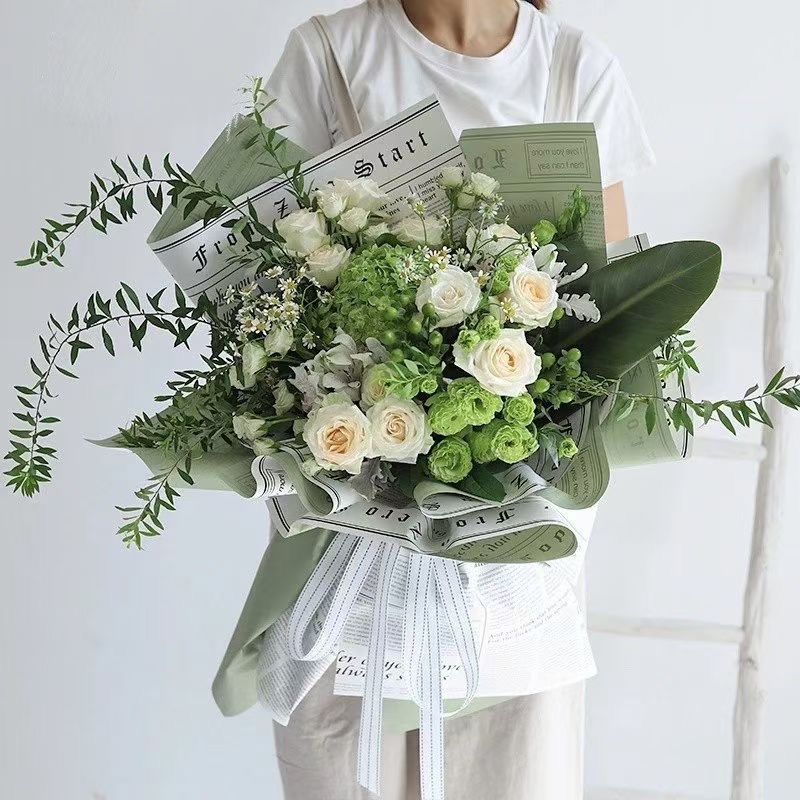 鹏发包装工厂店 牛魔王鲜花包装纸花束复古英文双面欧雅纸包花纸牛皮白雪公主童话鲜花花束包装纸