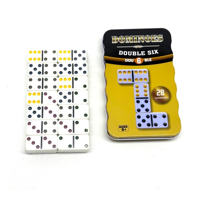 4010 Yellow Tin Box Yellow tin box Domino Set of 28 double 6-dot Dominoes Application Scenario