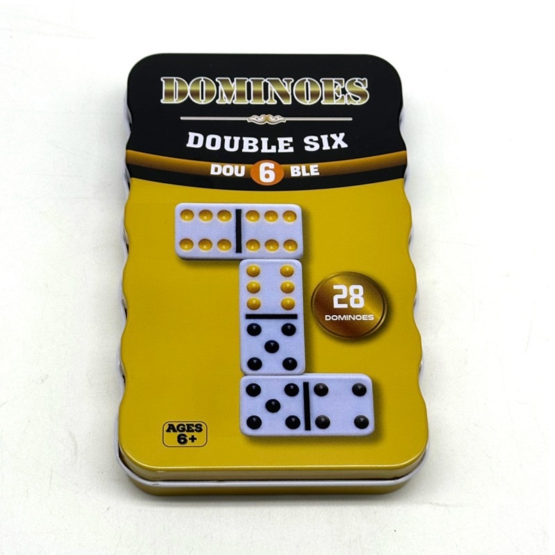 4010 Yellow Tin Box Yellow tin box Domino Set of 28 double 6-dot Dominoes Specification image